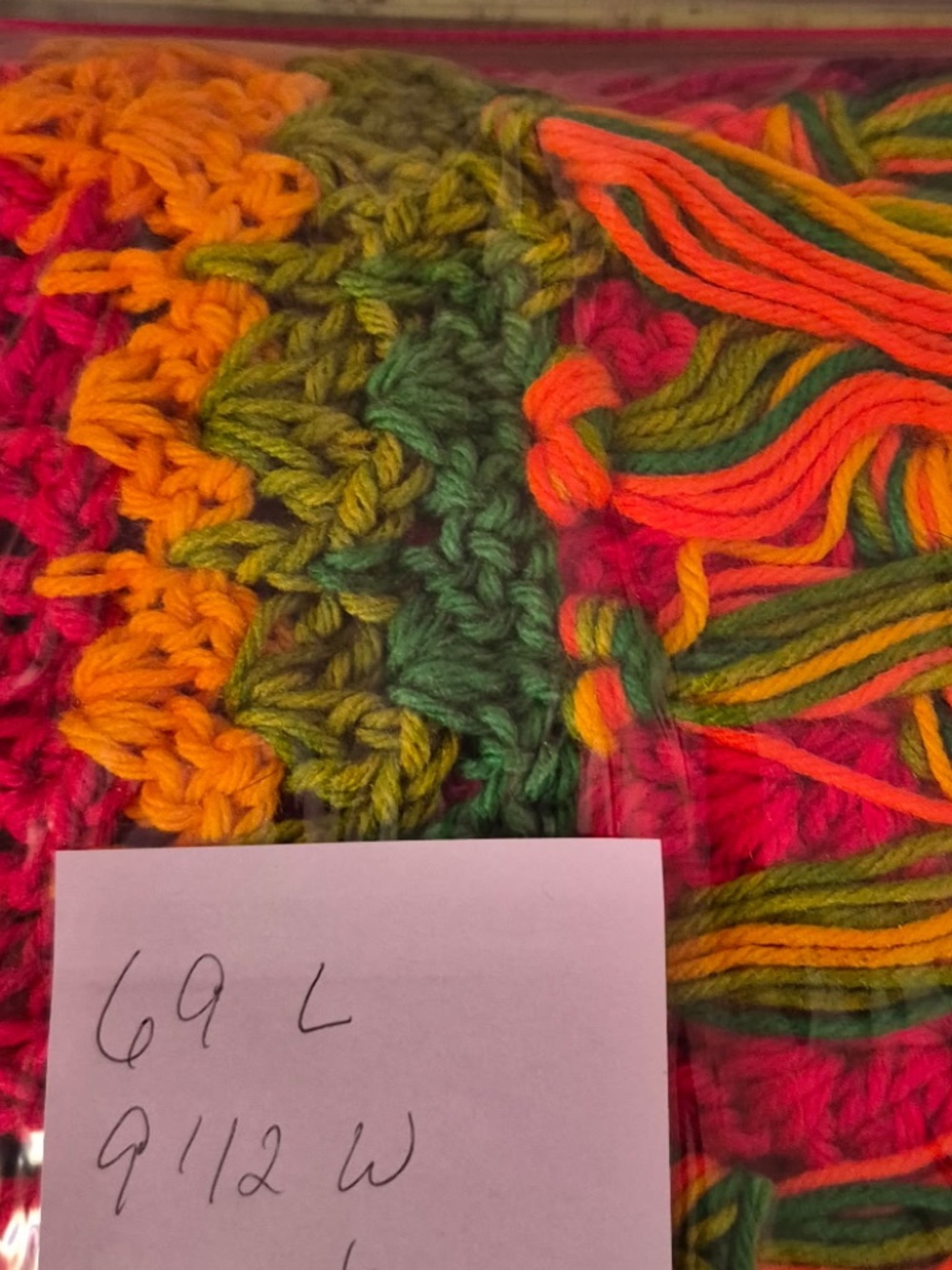 Handmade Multicolor Crochet Scarf with tassels - Picture 2 of 2